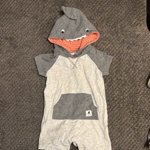 Carter's Gray and Orange Shark Hooded One Piece